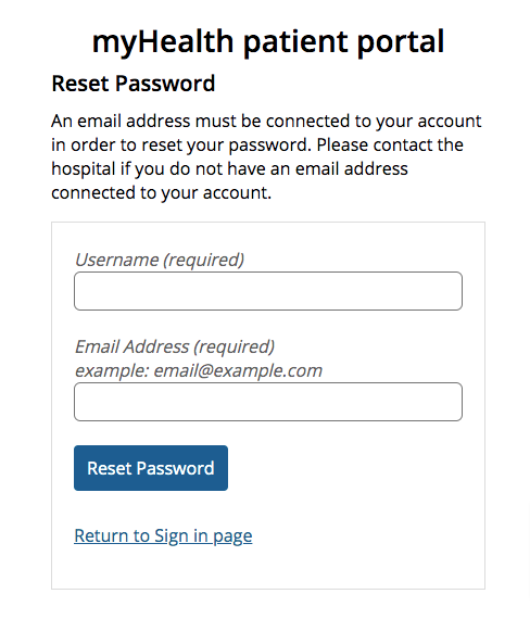 Myhealth Patient Portal Login Forget Password