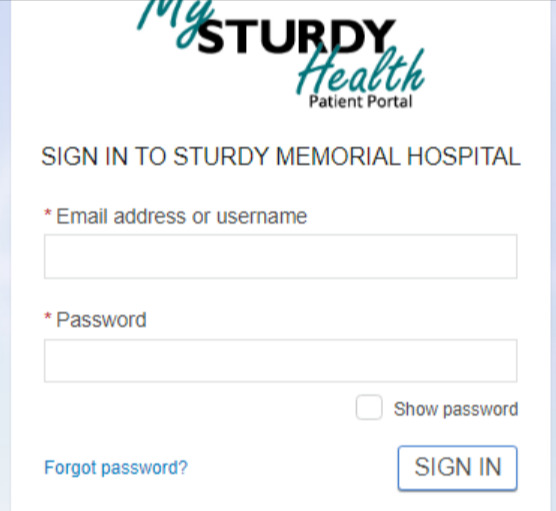 Sturdy Patient Portal login