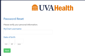 forgotten your UVA Patient Portal login password.