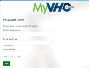 forgotten your VHC Patient Portal login password.