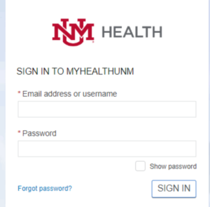UNM Patient Portal login